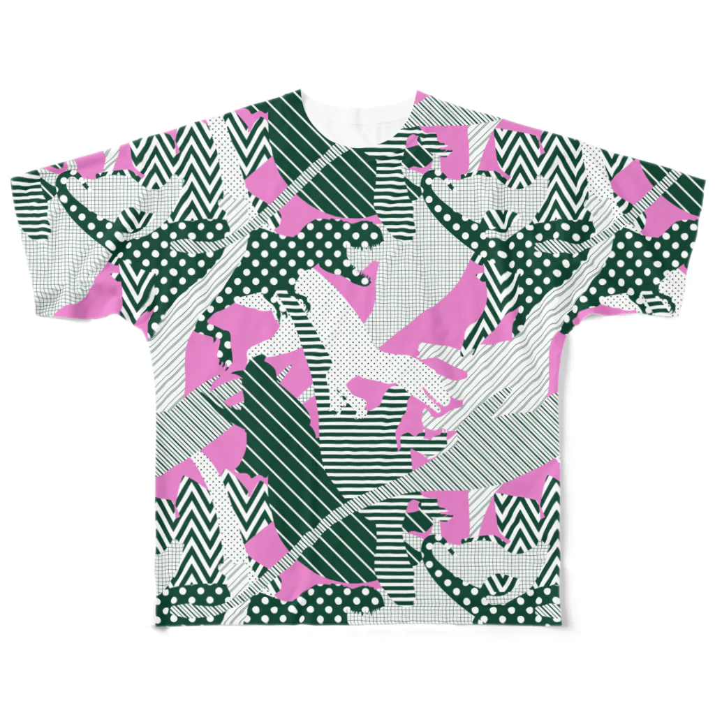 ShiroILLの恐竜カモ　ピンク All-Over Print T-Shirt