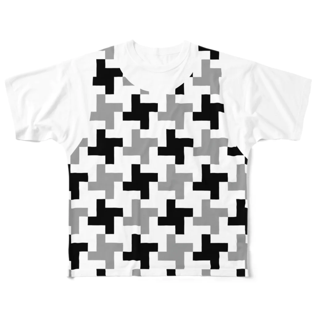 ゴータ・ワイの千鳥格子　(前面プリント)　レイヤード All-Over Print T-Shirt