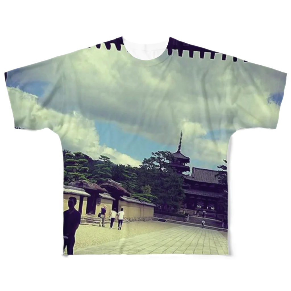 ならばー地亜貴(c_c)bの世界遺産「法隆寺」 フルグラフィックTシャツ