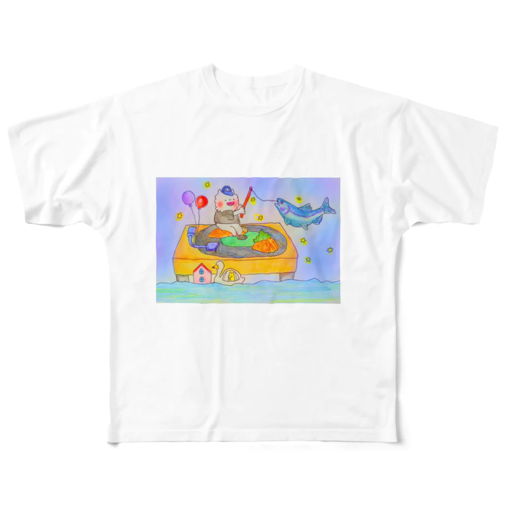 escargotの夢釣りスピッツ犬 All-Over Print T-Shirt