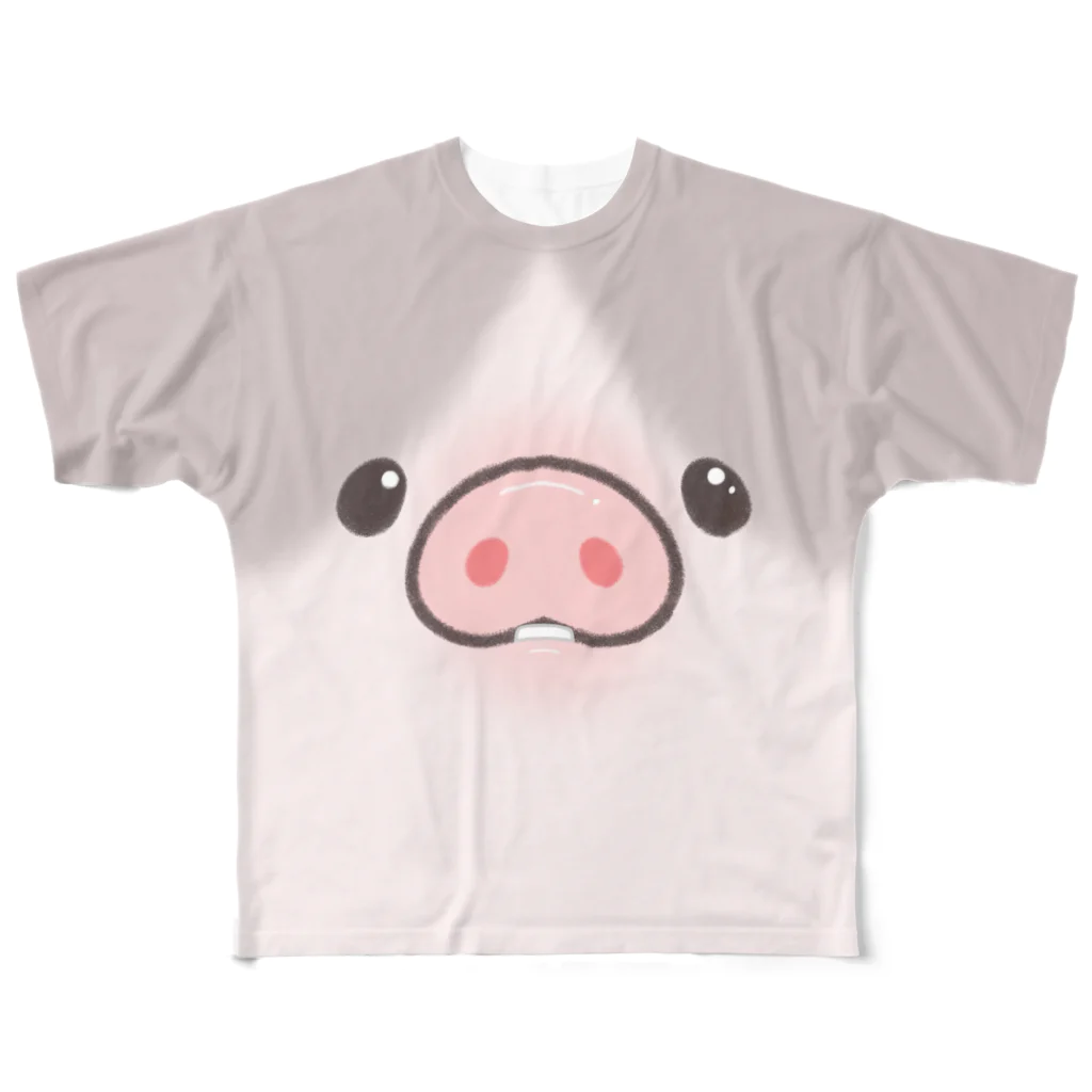 しらたまちゃんSHOPu〜🐽のお顔とおしり しらたまちゃんドアップ フルグラフィックTシャツ