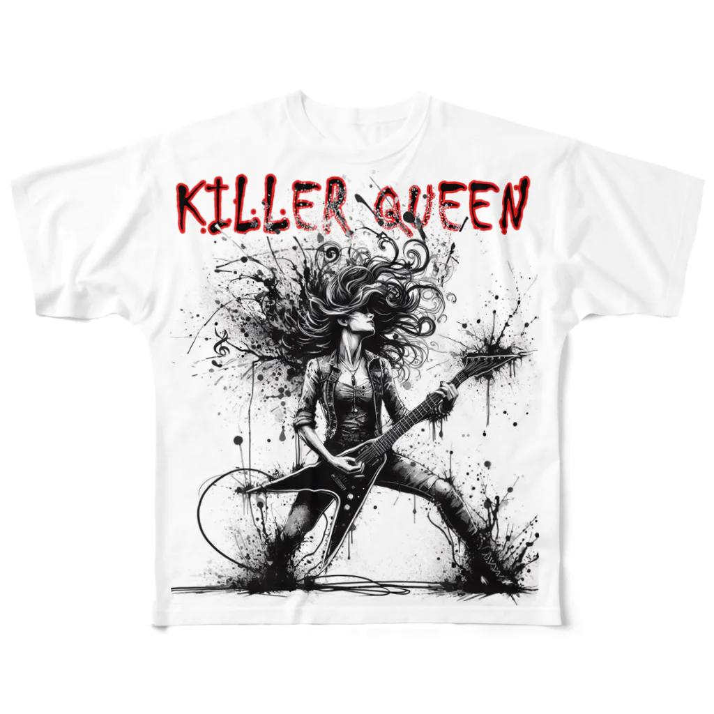 PALA's SHOP　cool、シュール、古風、和風、のguitar女子(KILLER　 QUEEN) All-Over Print T-Shirt