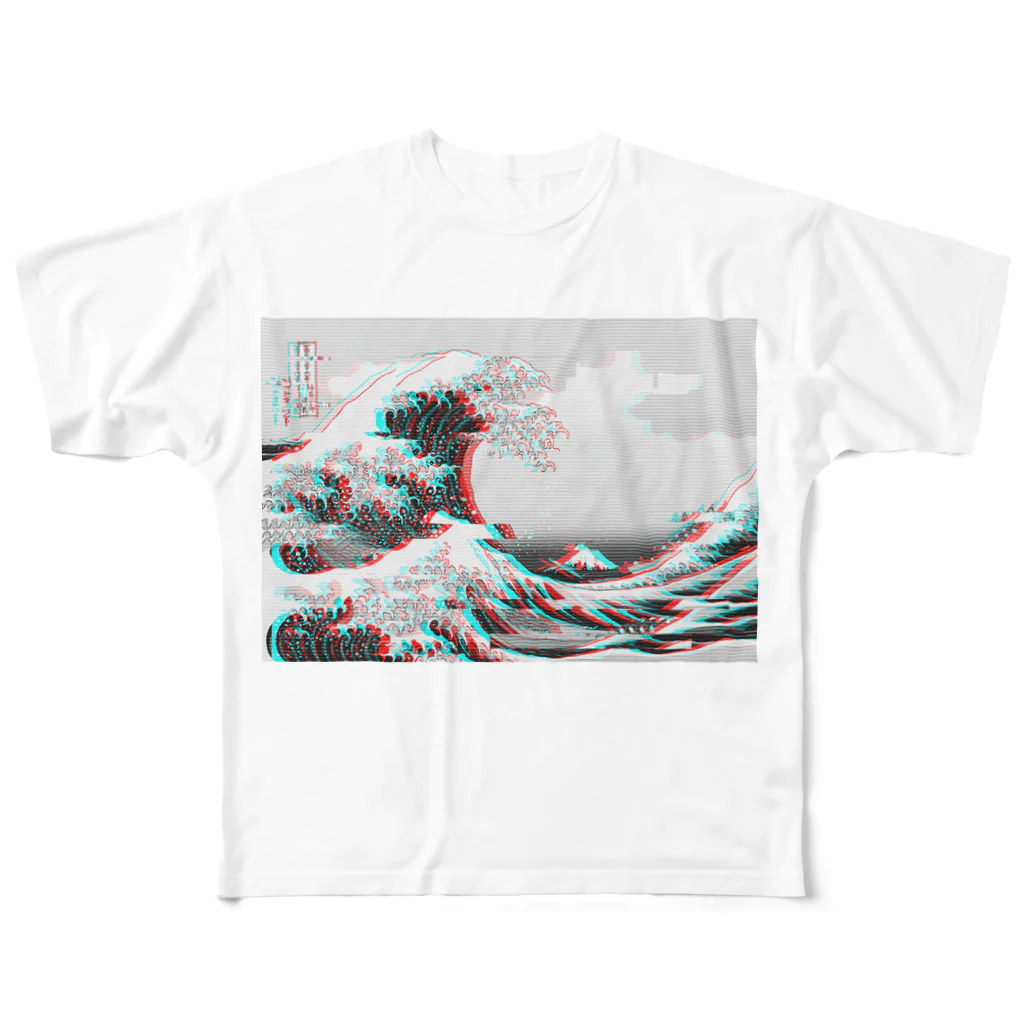 SUPERPEACHのGLITCH WAVE フルグラフィックTシャツ