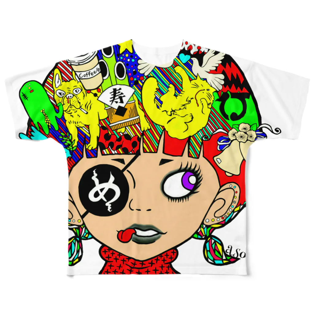 アソマサヤのペロンチョガール All-Over Print T-Shirt