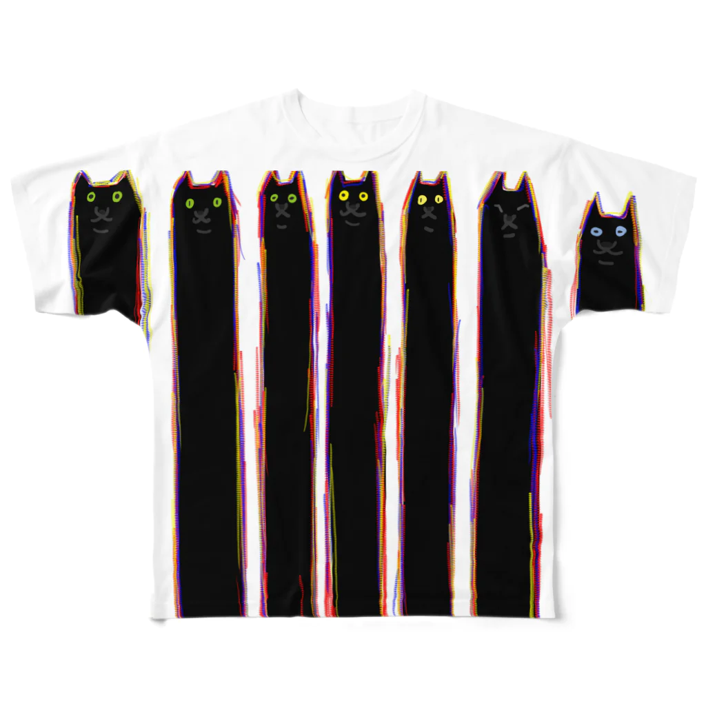 黒NEKOショップの気まぐれストライプ All-Over Print T-Shirt