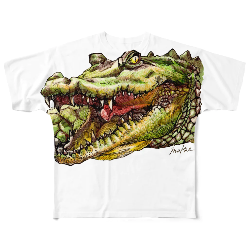 Ooazamukae stationeryのアイアンアリゲーター All-Over Print T-Shirt