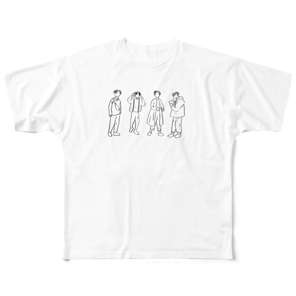 ji78ののっぺら四人組 フルグラフィックTシャツ