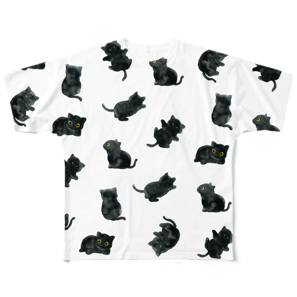 さとろくの黒猫Tシャツ フルグラフィックTシャツ