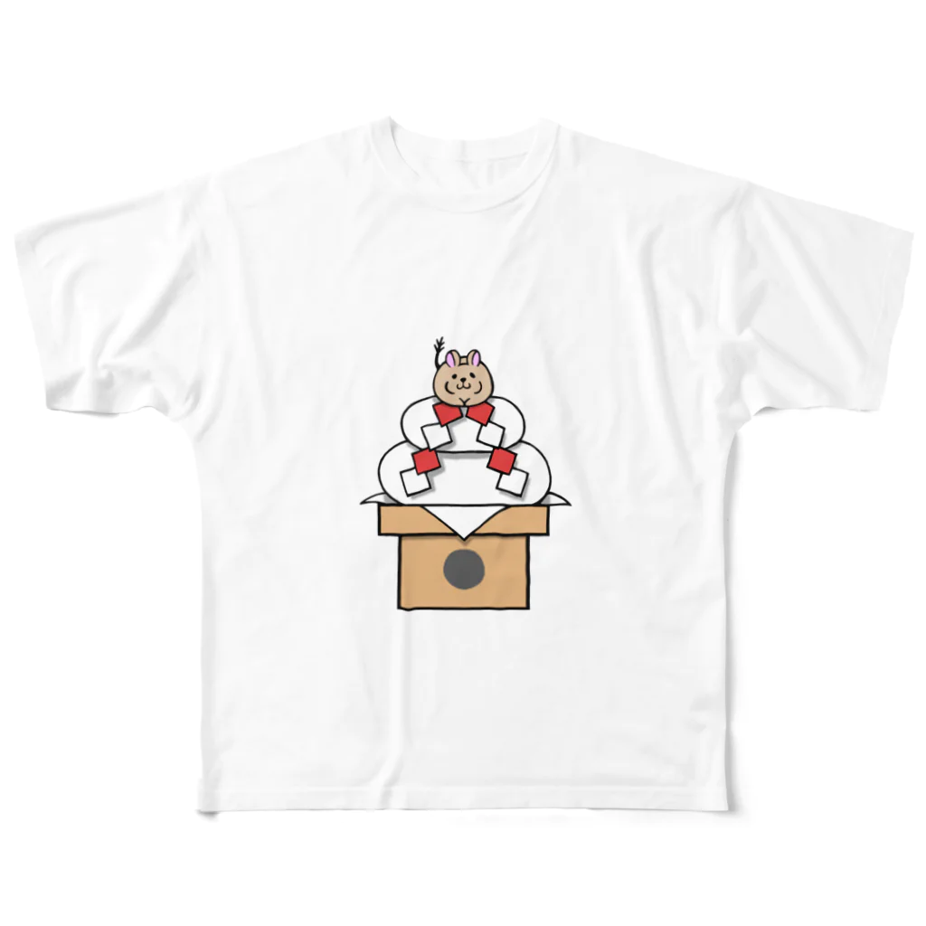 ぼたもちFactoryの鏡餅デグー フルグラフィックTシャツ