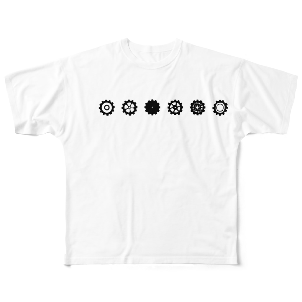 millionmirrors!のLINED GEAR_Black All-Over Print T-Shirt