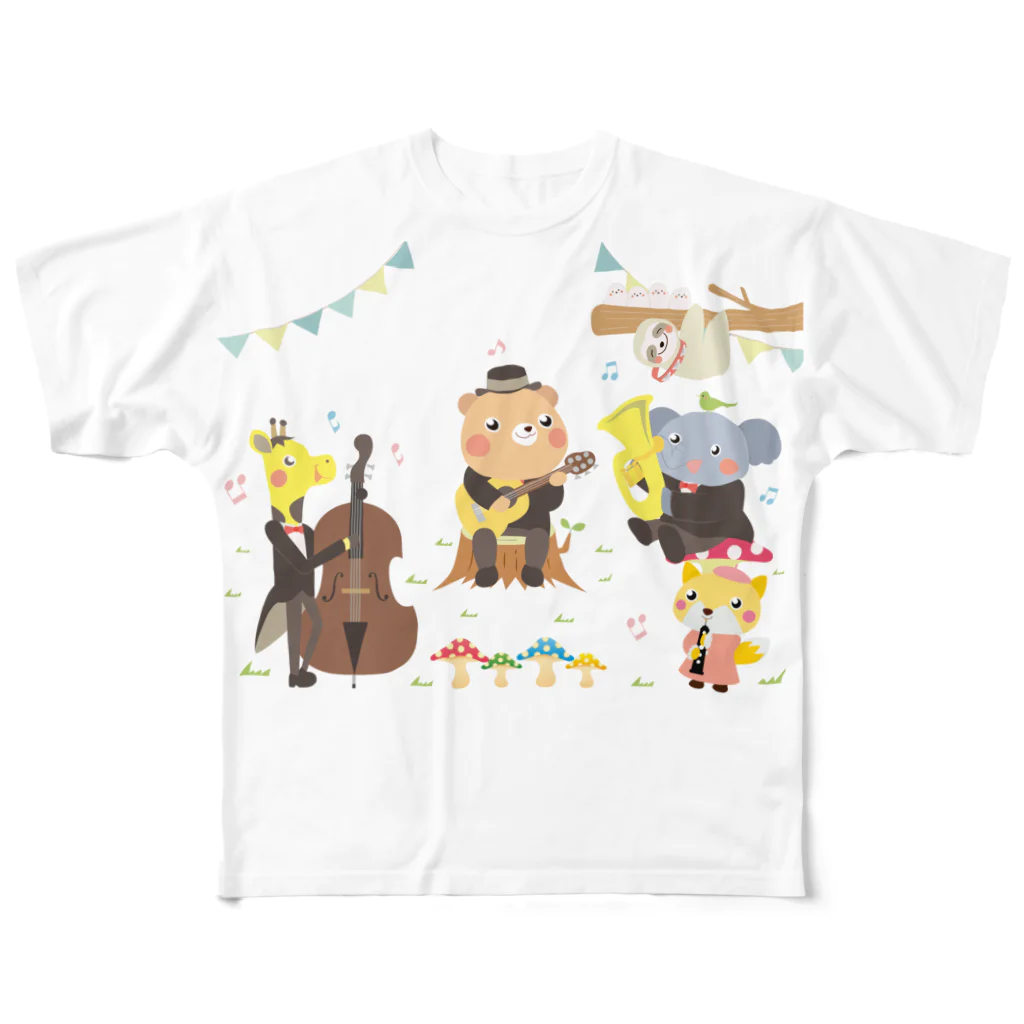 アニマルシェの森の動物音楽隊 フルグラフィックTシャツ