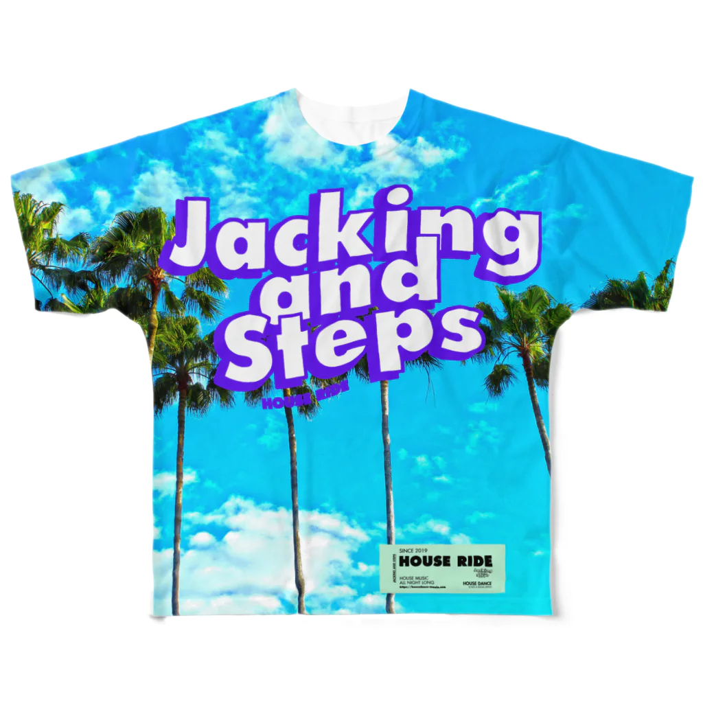 HOUSE DANCE MANIAのJACKING AND STEPS Palm tree All-Over Print T-Shirt