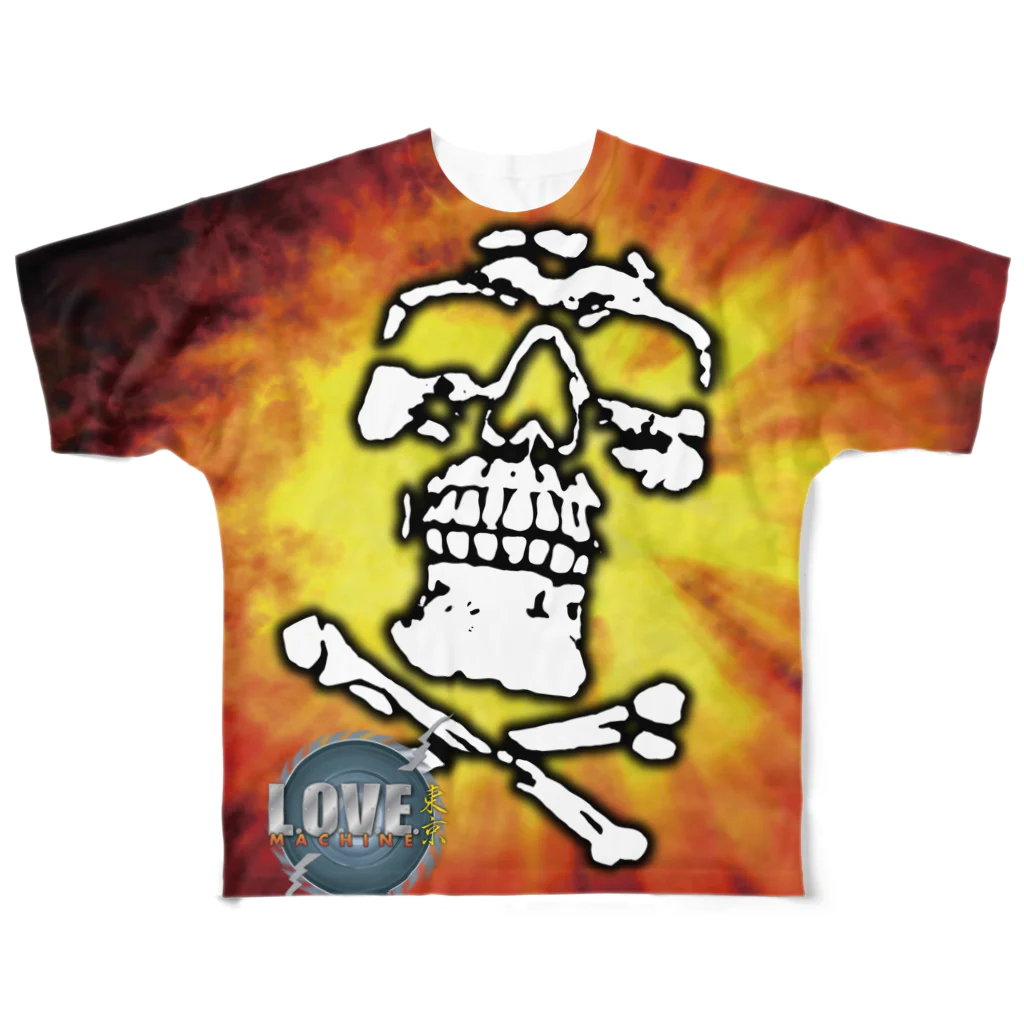 LOVE MACHINE TOKYO ショップのＬＭＴガイコツメッシュＴシャツ（両面） All-Over Print T-Shirt