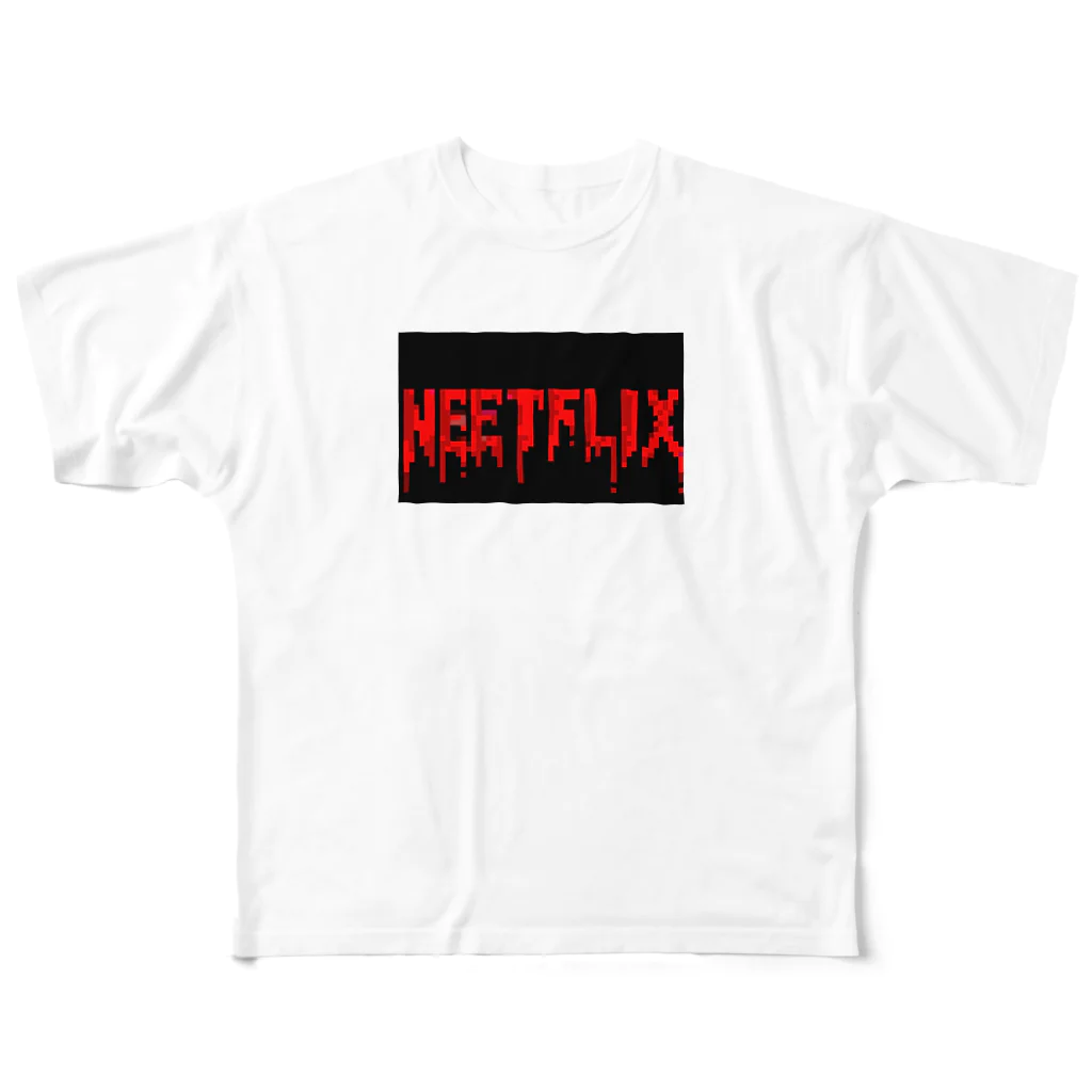   NEETFLIXのNEETFLIX LOGO-3 フルグラフィックTシャツ