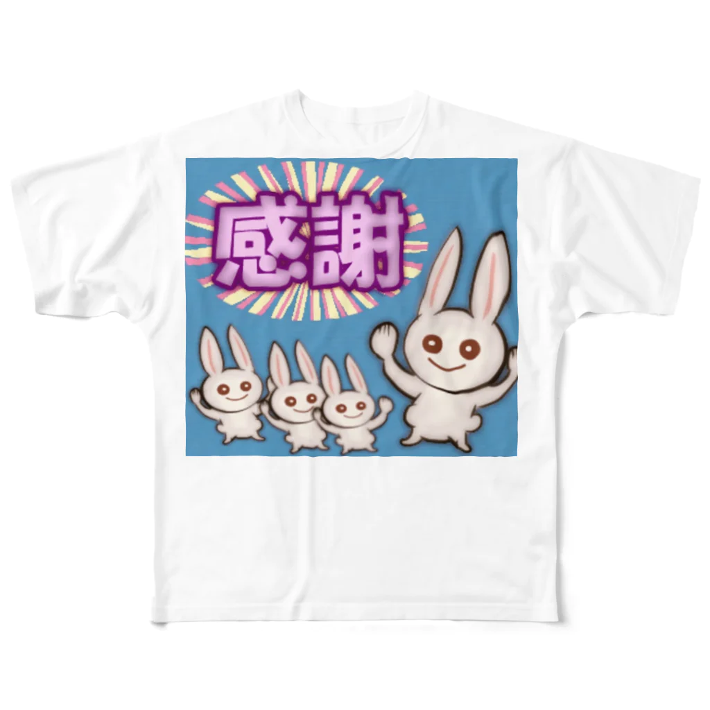 MedicalKUNのラッキーうさぎ★感謝！ フルグラフィックTシャツ