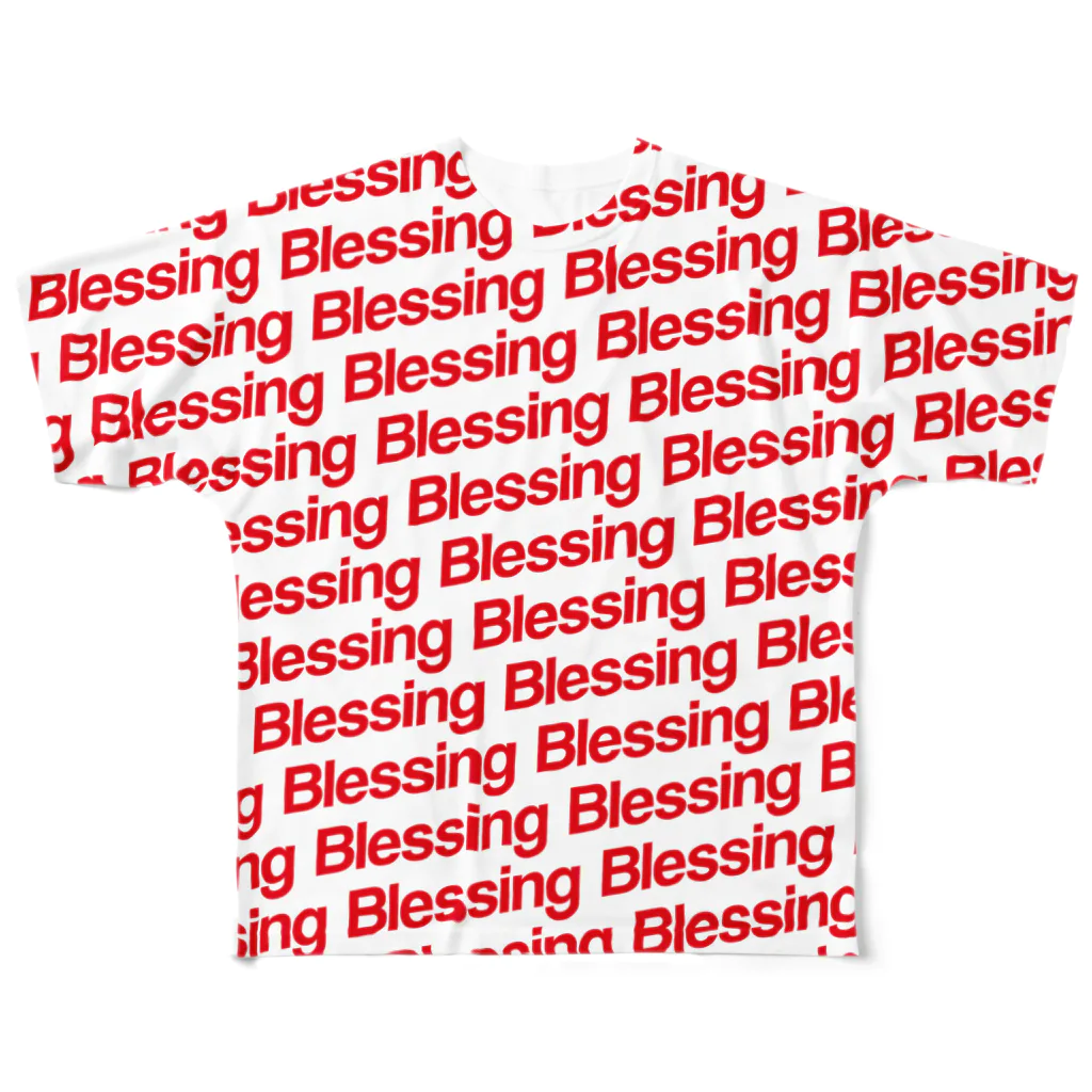 BlessingのBlessing 総柄Logo T/Red×White フルグラフィックTシャツ