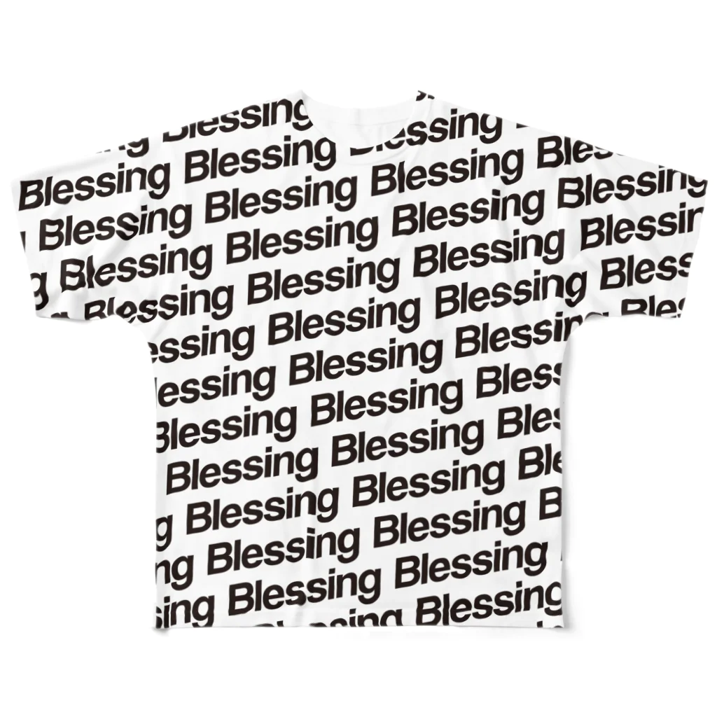 BlessingのBlessing 総柄Logo T/Black×White All-Over Print T-Shirt