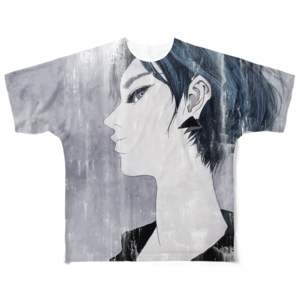 ムスメミユキの横顔前も後ろも All-Over Print T-Shirt