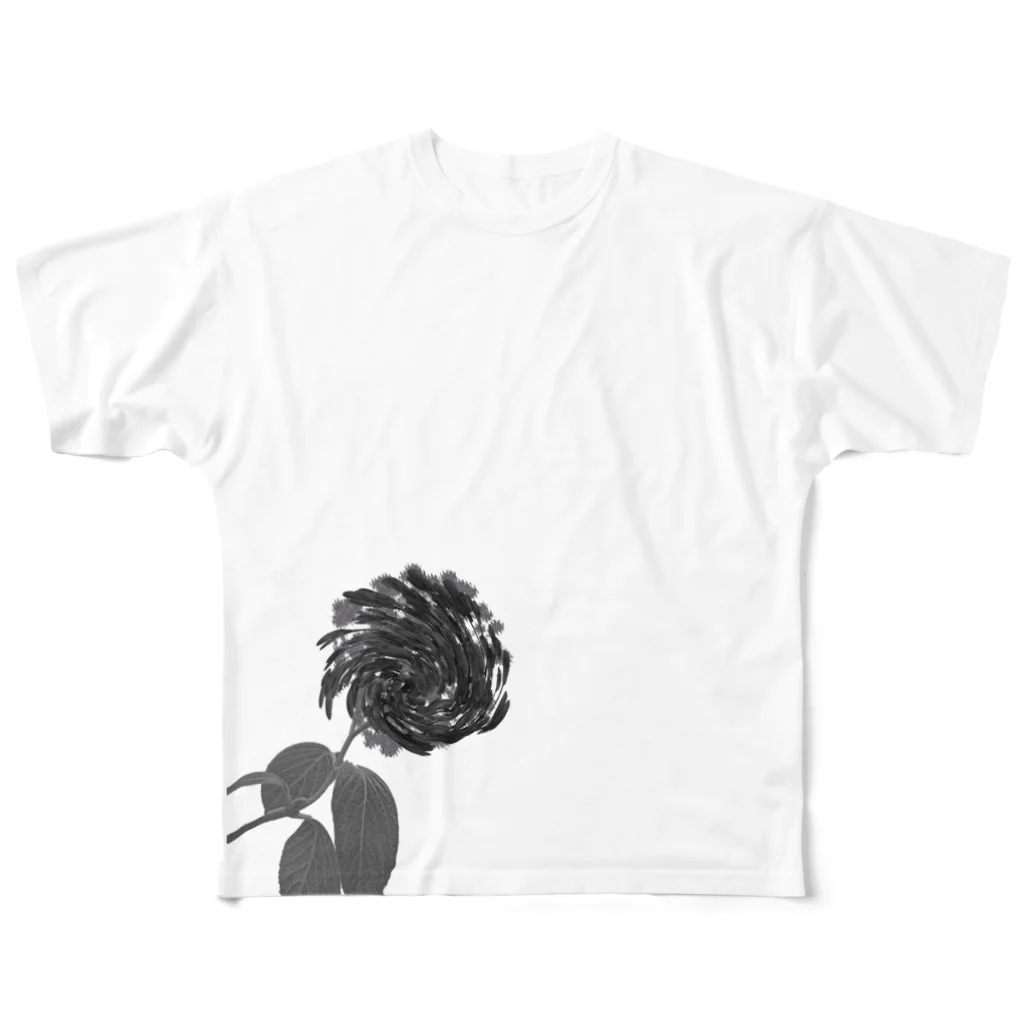 No Plants, NoLifeの渦マク渦アジサイ フルグラフィックTシャツ