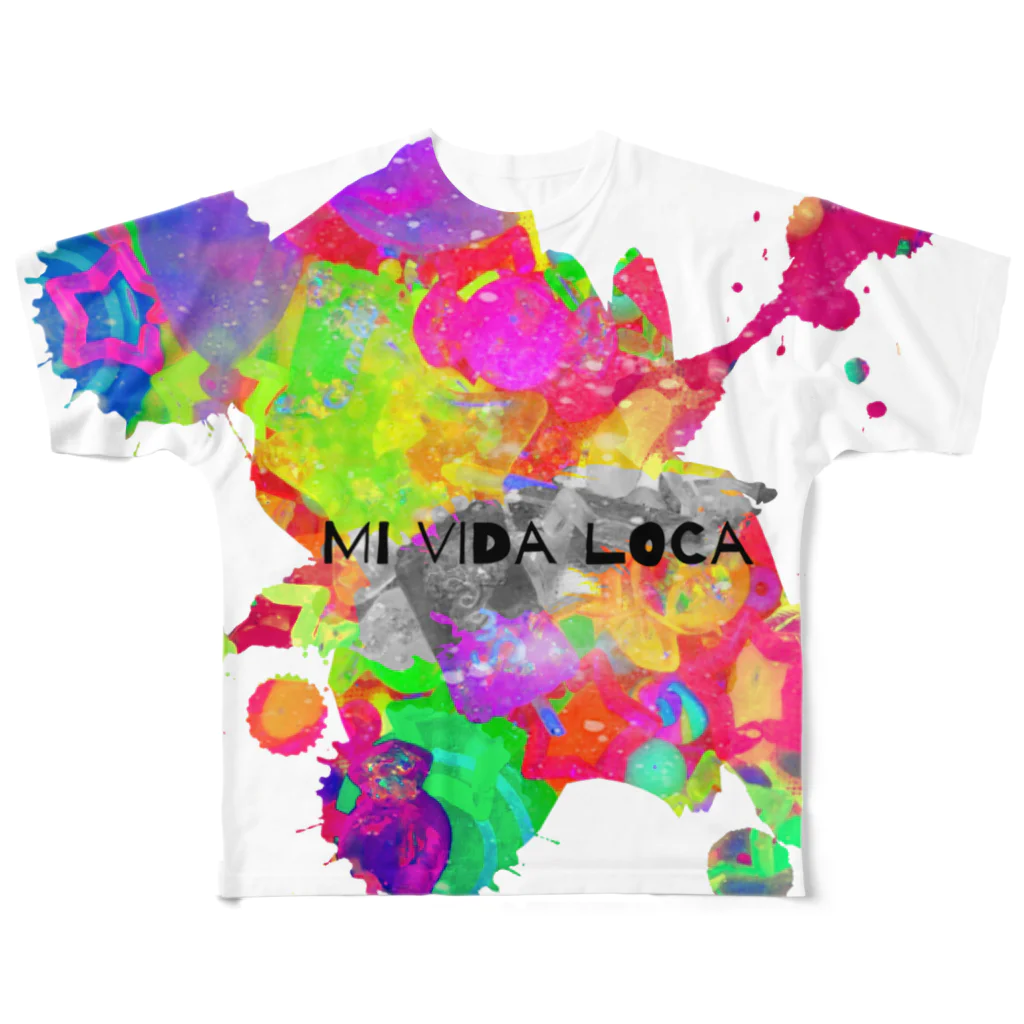 hitsuji-yaのMi Vida Loca 飛沫 フルグラフィックTシャツ