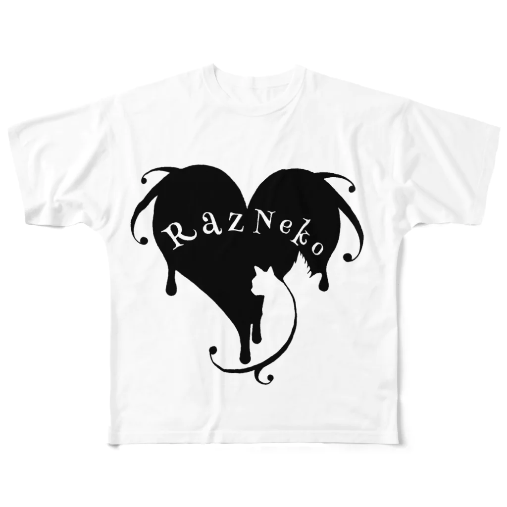 銀子 *[銀猫屋のウラ]*のラズ猫ロゴ　白丸 All-Over Print T-Shirt