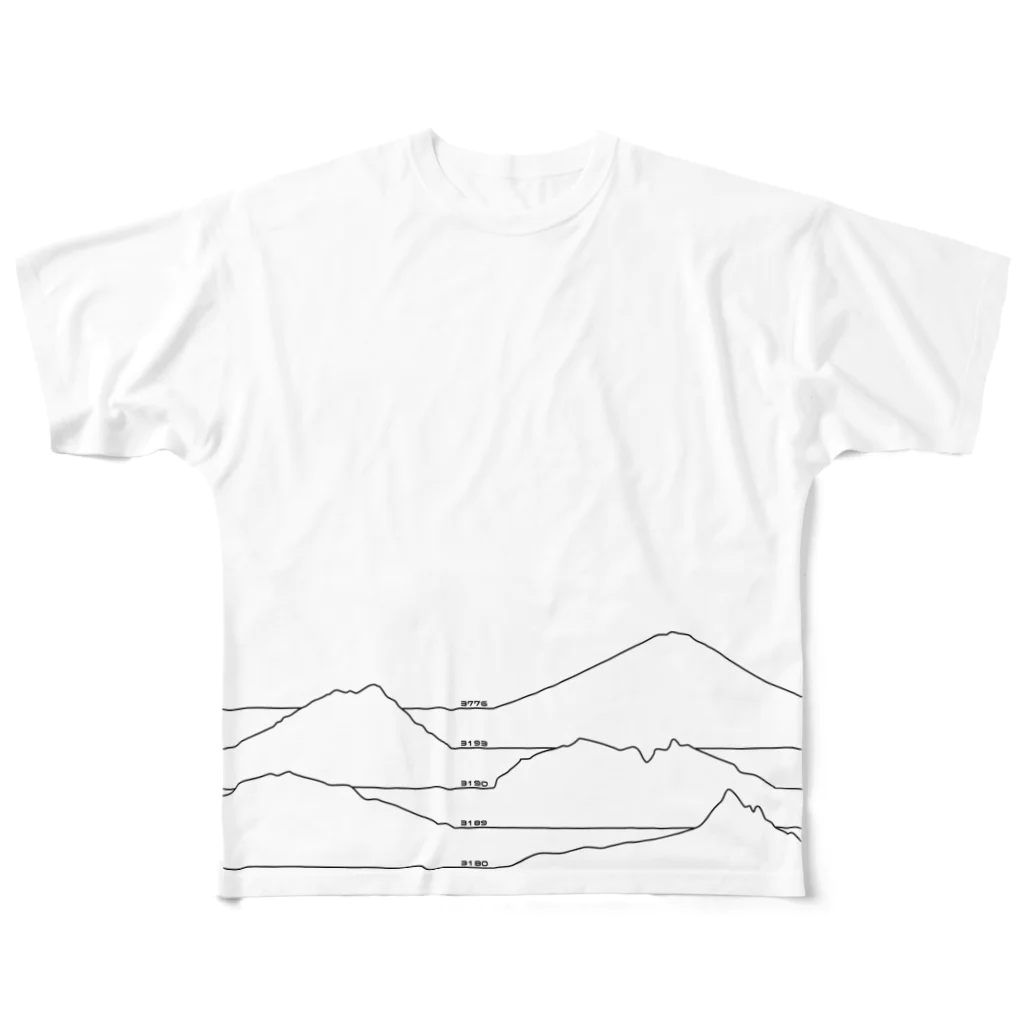 上村商店のJapanese mountains B フルグラフィックTシャツ