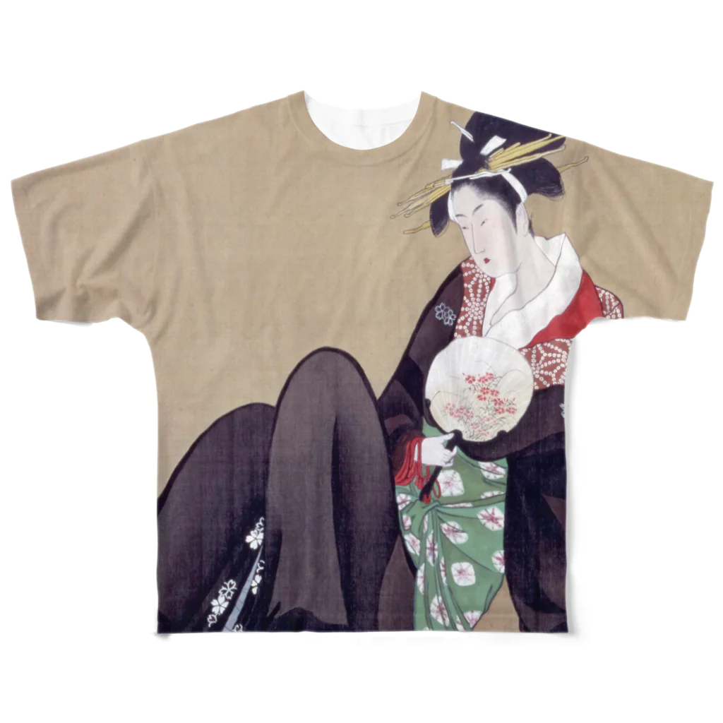 松や SUZURI店の納涼美人図 All-Over Print T-Shirt