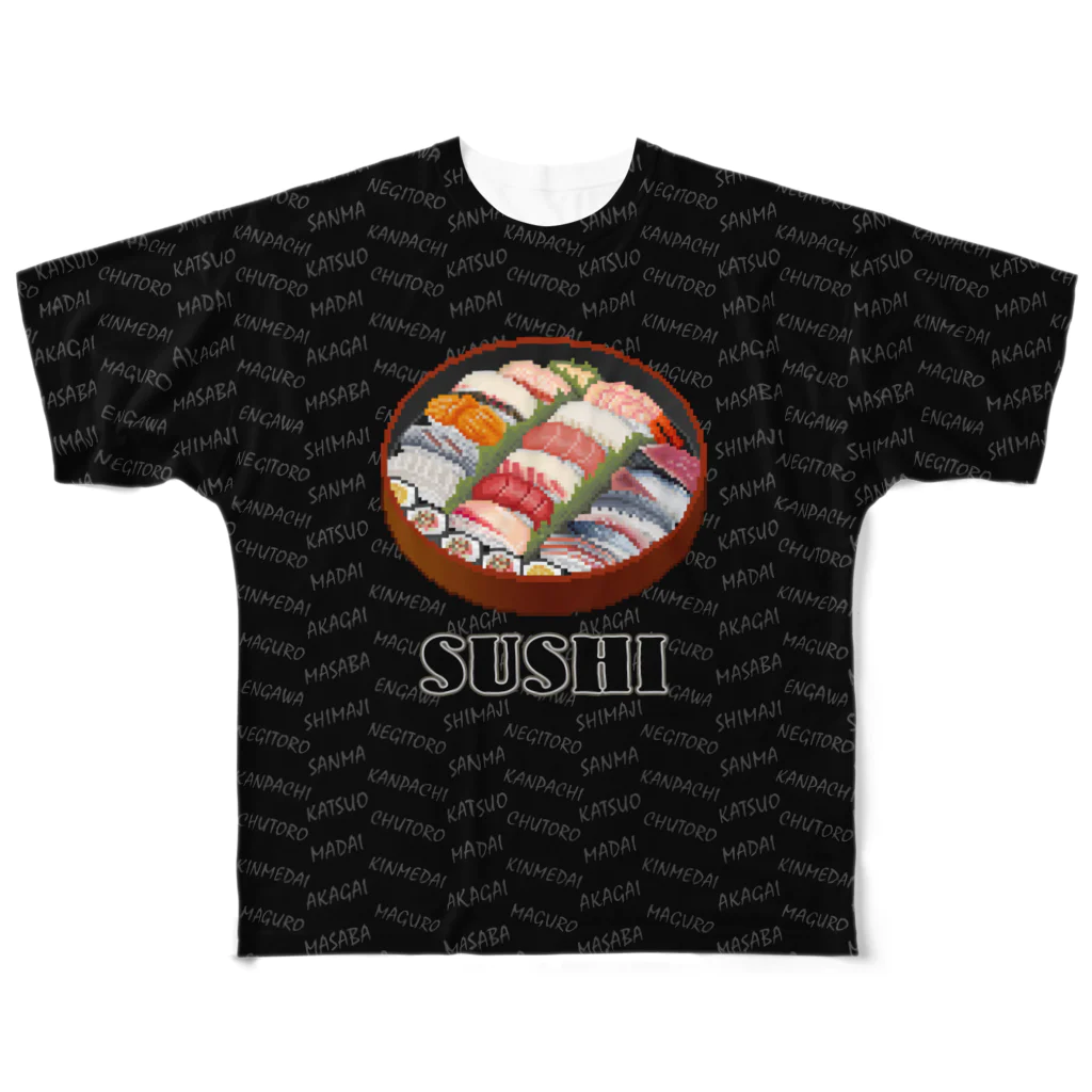 猫と釣り人のSUSHI_2_FBK フルグラフィックTシャツ