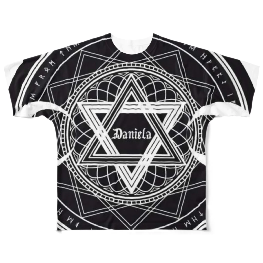 𝕯𝖆𝖓𝖎𝖊𝖑𝖆 ✡︎ 紅のDANIELA魔法陣ロゴ フルグラフィックTシャツ