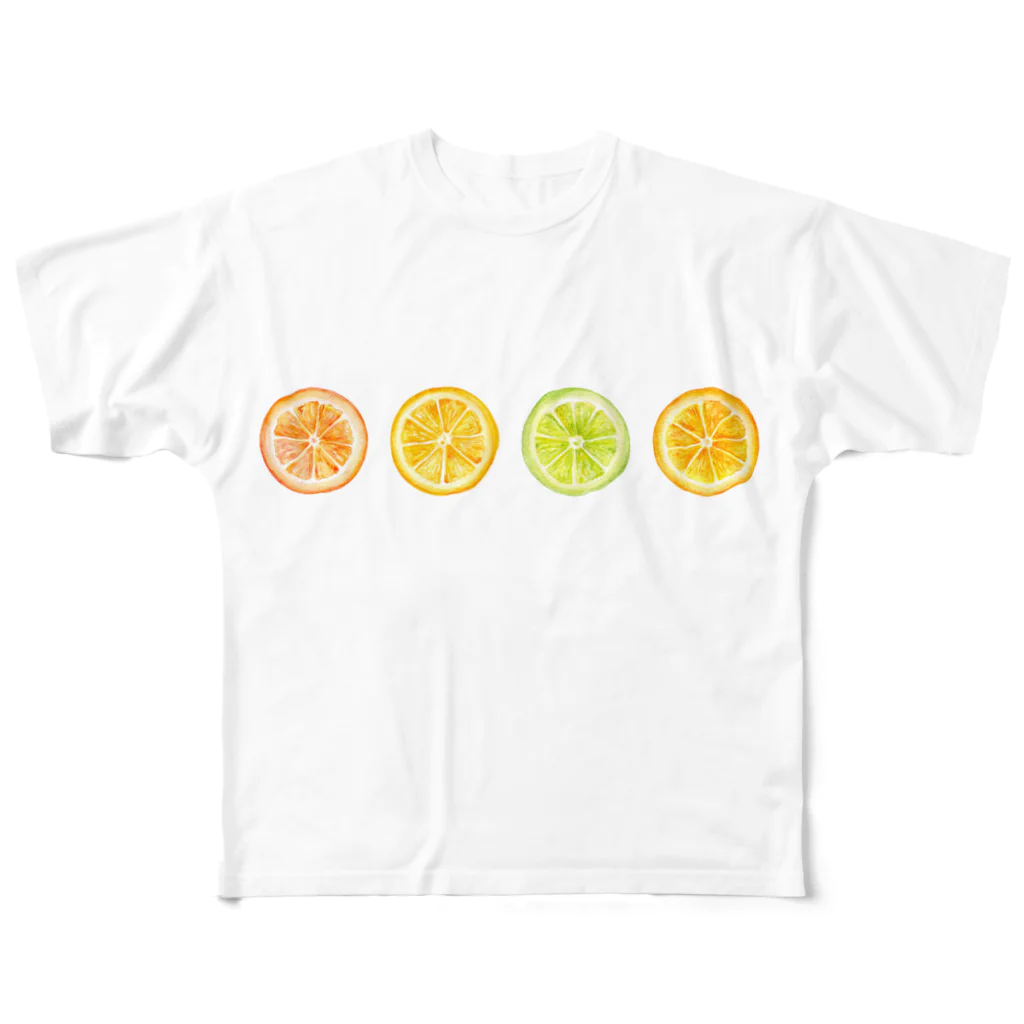 .porteのcitrus フルグラフィックTシャツ