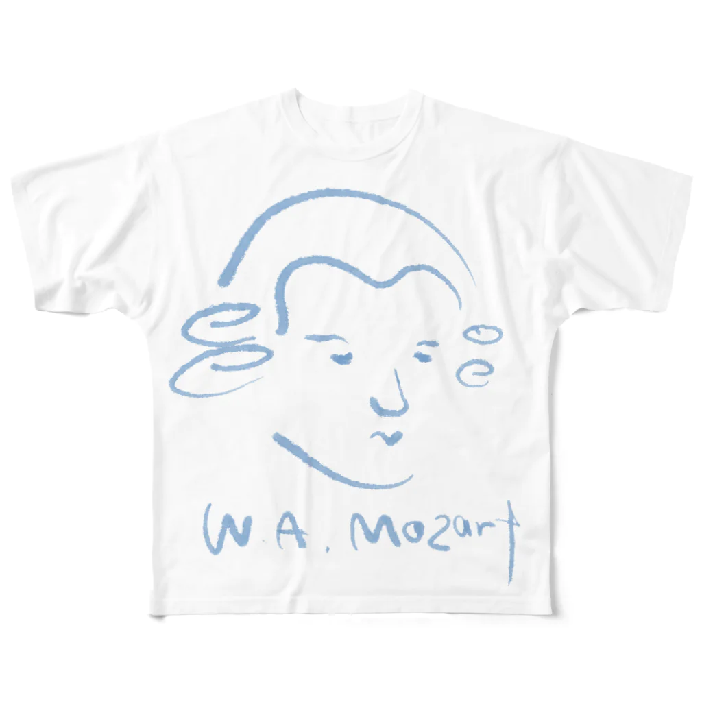 OSHIYOMANのモーツァルト　Mozart All-Over Print T-Shirt