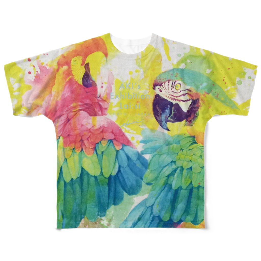アキニッキ ONLINE SHOP 色のある暮らしの出逢った青い鳥と赤い鳥 All-Over Print T-Shirt