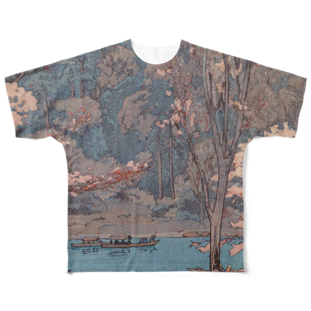 スマホケース専門店「IKI」の吉田博　桜八題 嵐山 All-Over Print T-Shirt