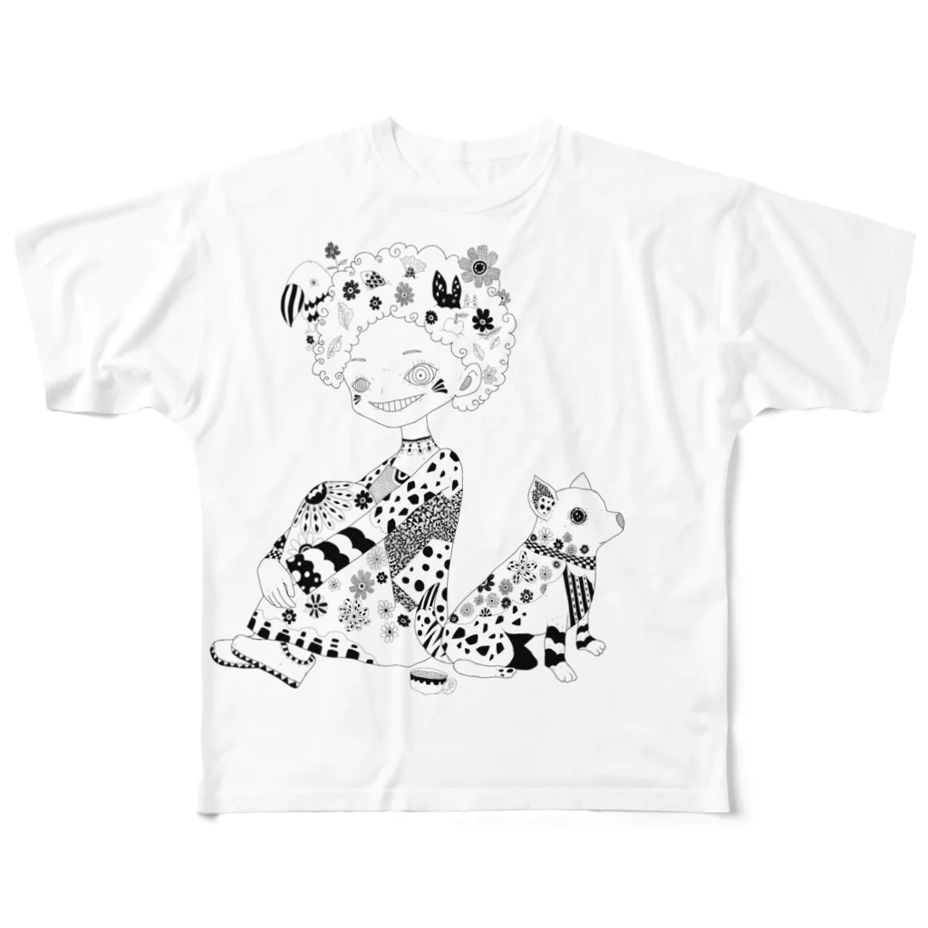 CHIHUAHUAのアフロとチワワ All-Over Print T-Shirt