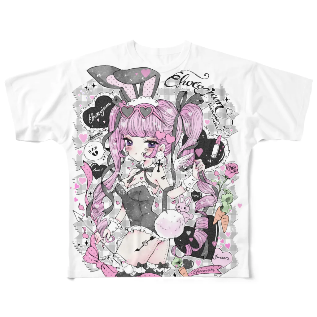 なつめみく♡イラストレーターのBUNNY♡BUNNY フルグラフィックTシャツ