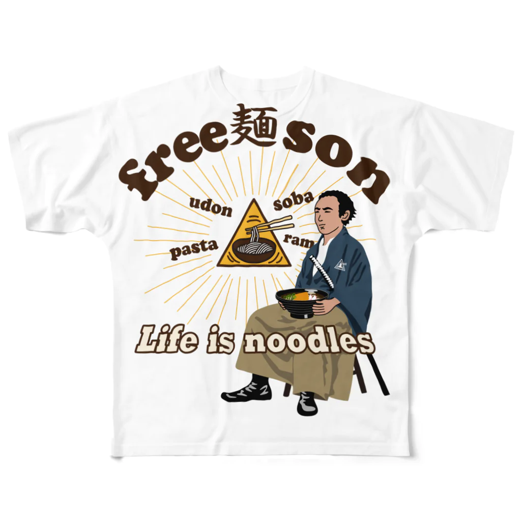 キッズモード某のフリー麺ソン 龍馬 フルグラフィックTシャツ