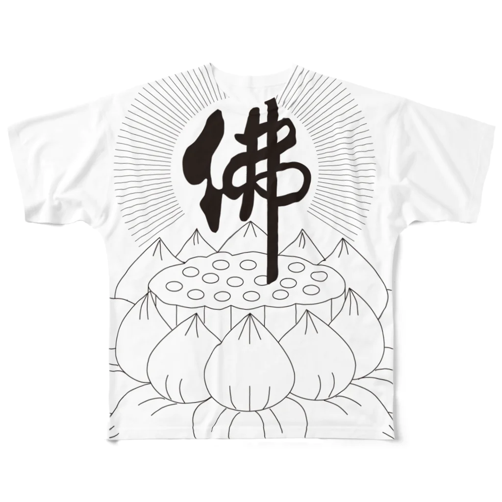 pon-shopの佛×蓮 フルグラフィックTシャツ