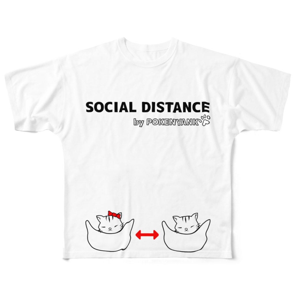 Life Design Factory PINCEのソーシャルディスタンス猫 All-Over Print T-Shirt