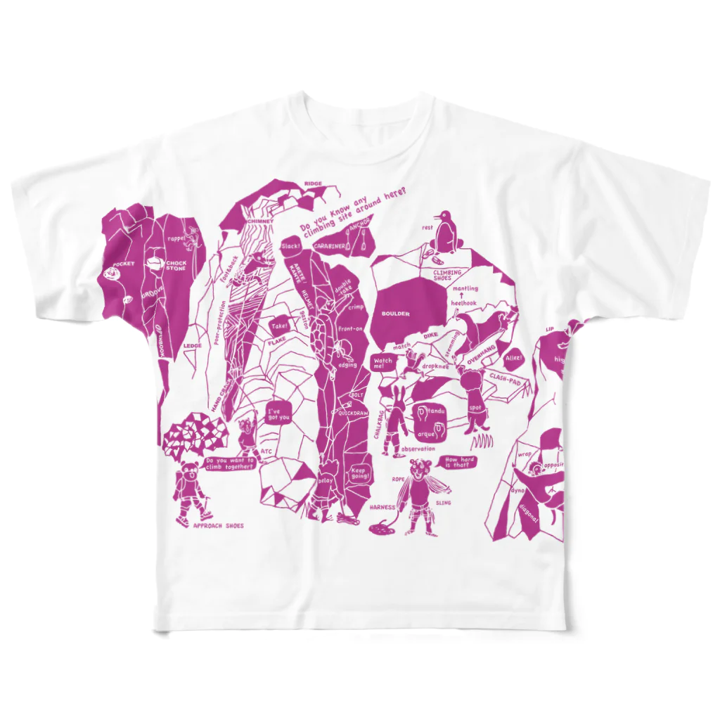 もびのりショップのクライマーシリーズ：どうぶつ英語 All-Over Print T-Shirt