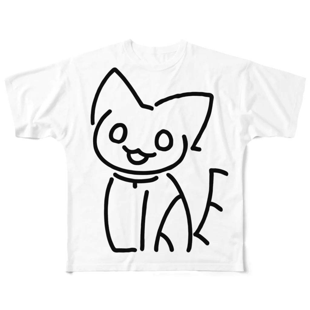 えいくらのNO CAT NO LIFE おすわり フルグラフィックTシャツ