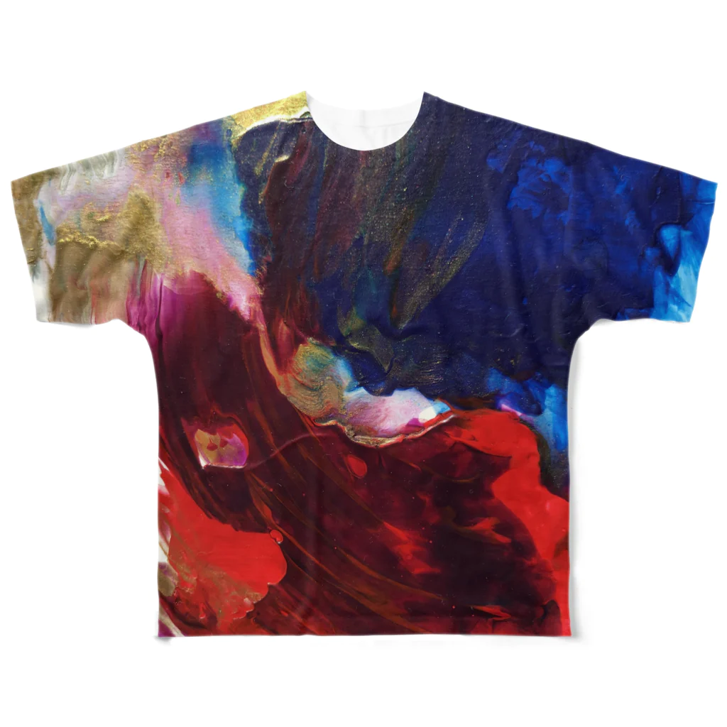 shiho_artのRed and Blue All-Over Print T-Shirt
