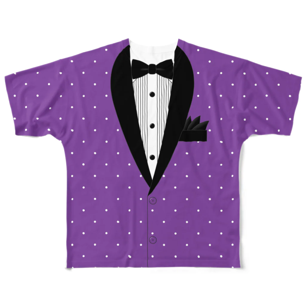 まるいねこのタキシードTシャツ ～ Purple ～ All-Over Print T-Shirt