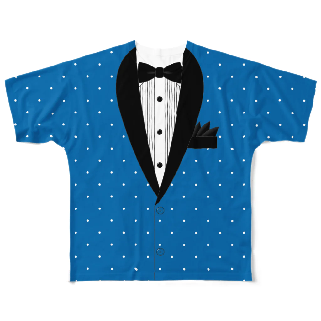 【公式】まるいねこのタキシードTシャツ ～ Blue ～ フルグラフィックTシャツ
