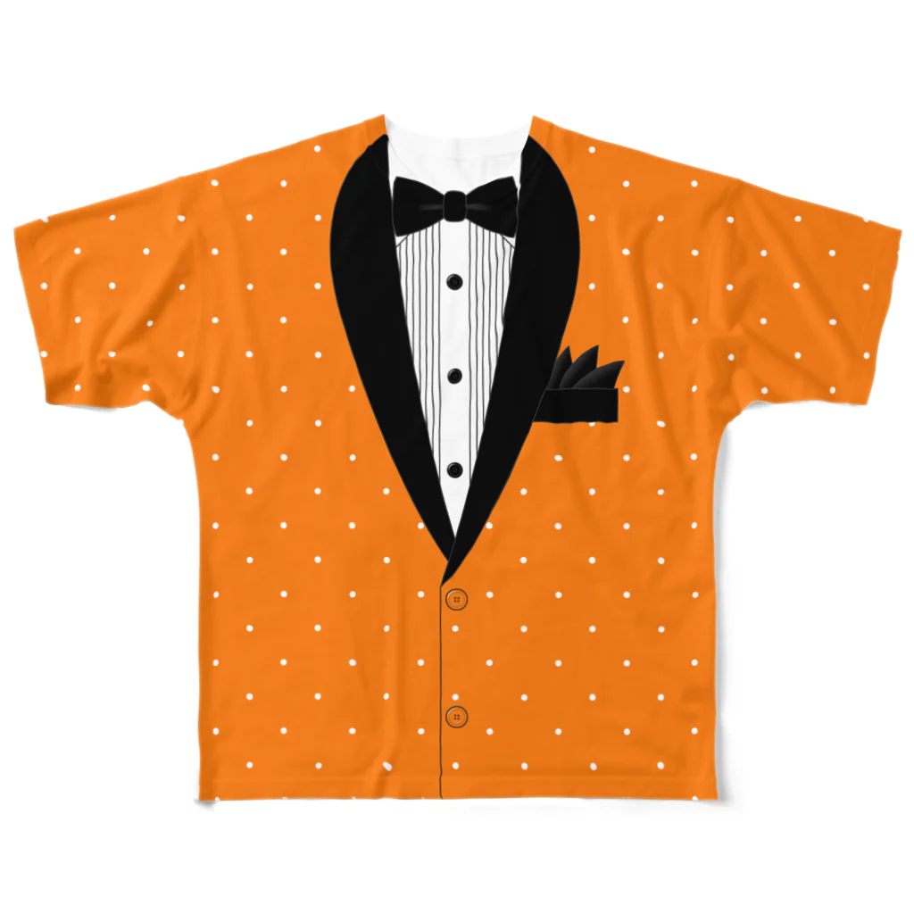 まるいねこのタキシードTシャツ ～ Orange ～ フルグラフィックTシャツ