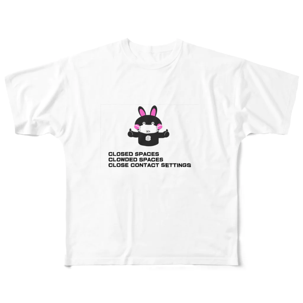 MOTCOM Winkel+の3Cs[三密を避けよう] フルグラフィックTシャツ