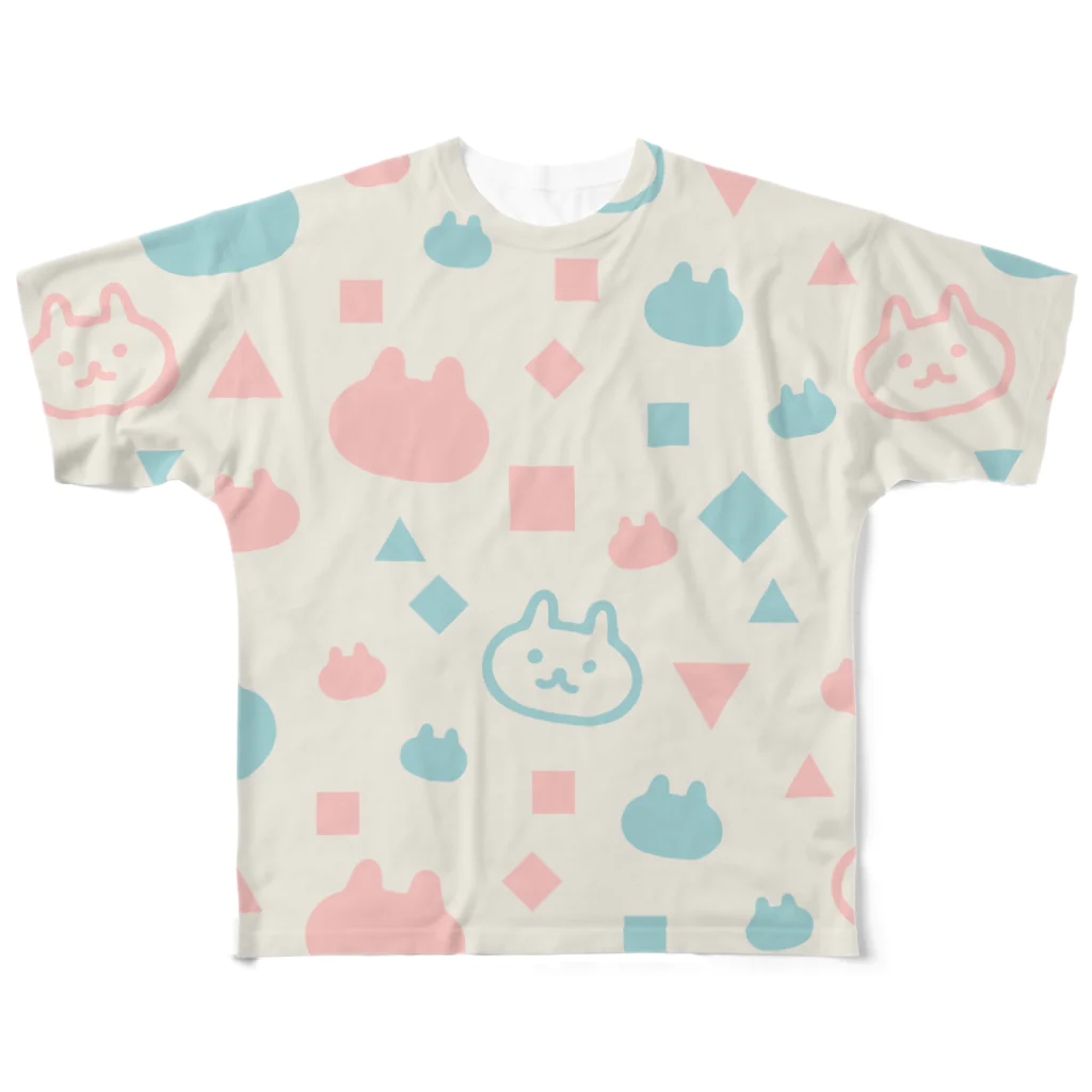 ねこうさぎ屋さんのねこうさぎフルグラT All-Over Print T-Shirt