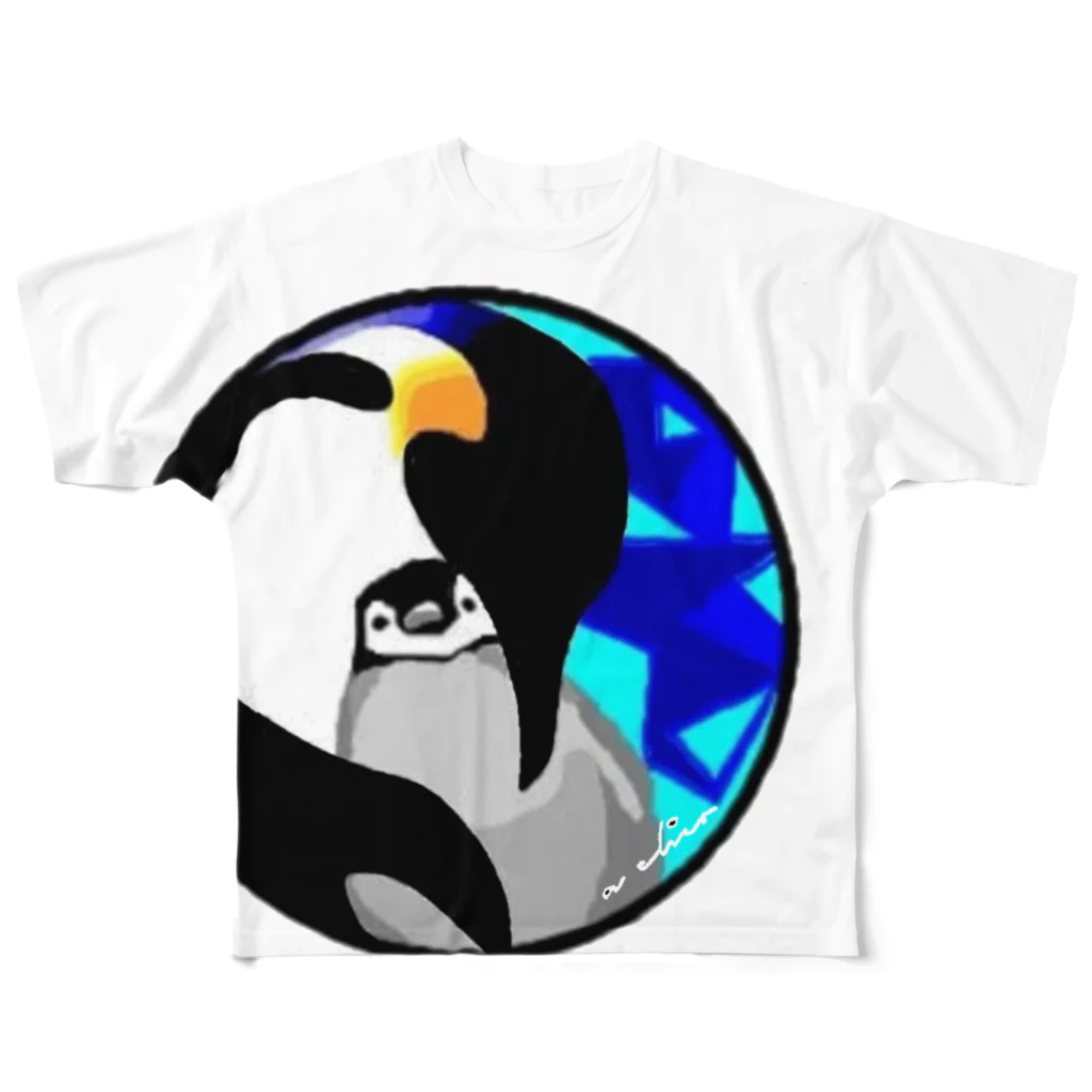 ælicoの親子ペンギン フルグラフィックTシャツ