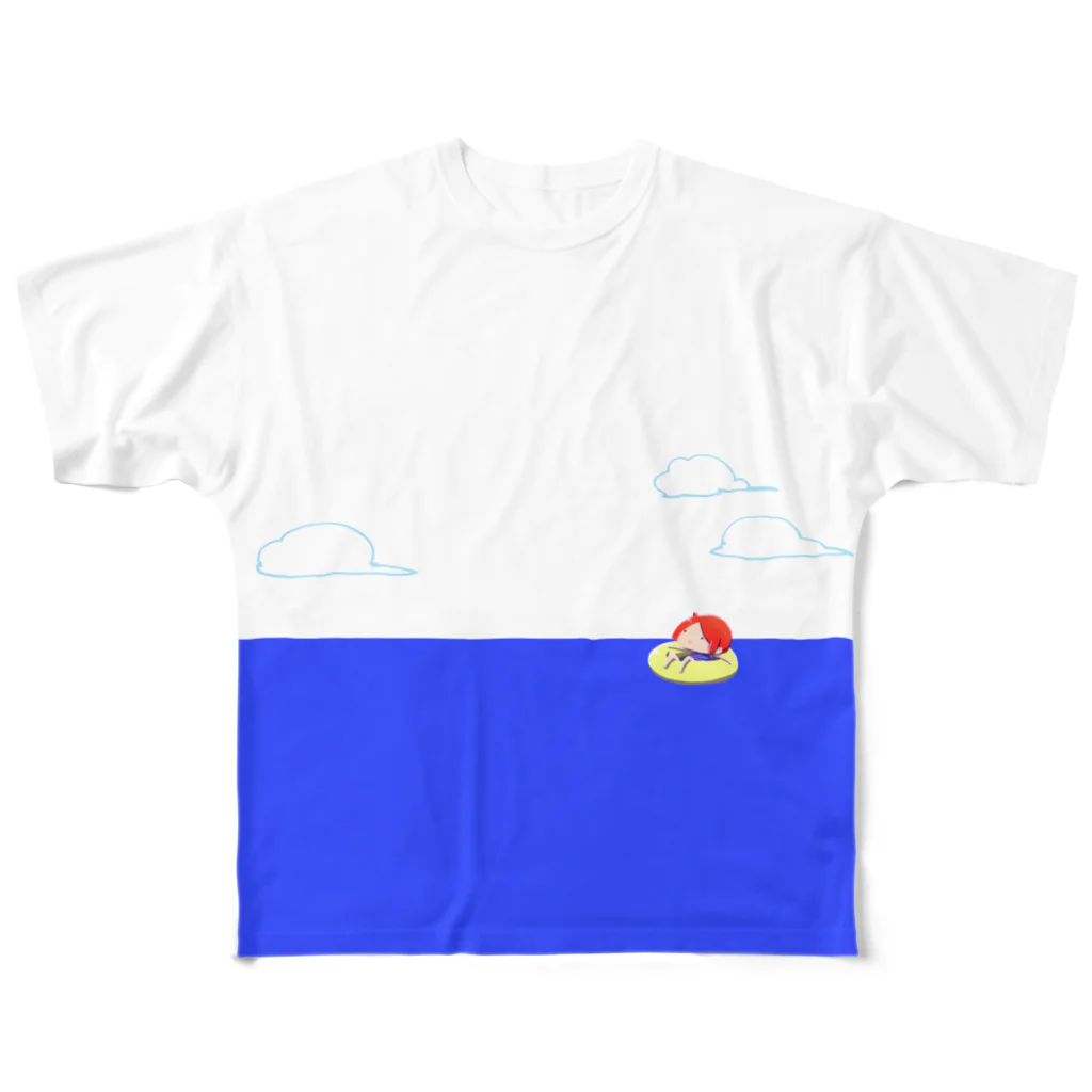 KING's cafeの夏の海 フルグラフィックTシャツ