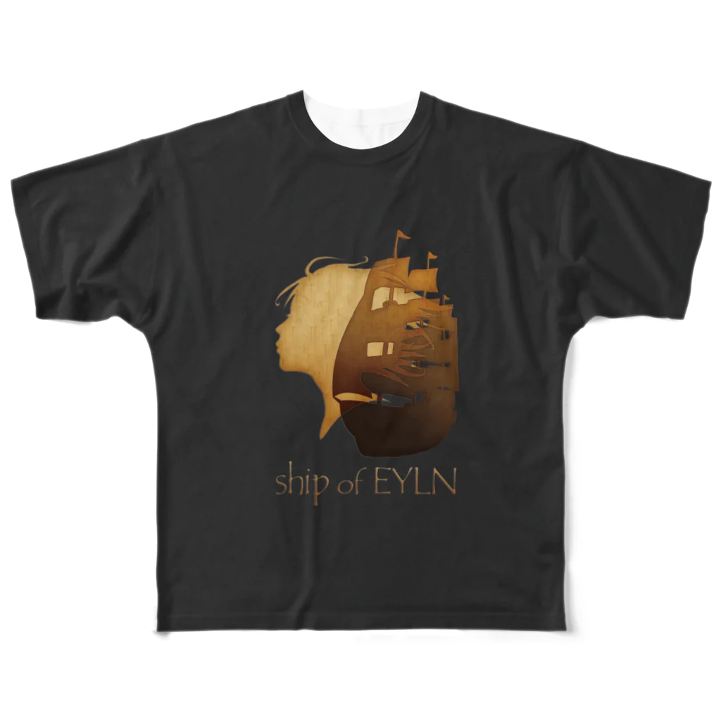 n_ryotaのship of EYLNグッズ (黒) フルグラフィックTシャツ