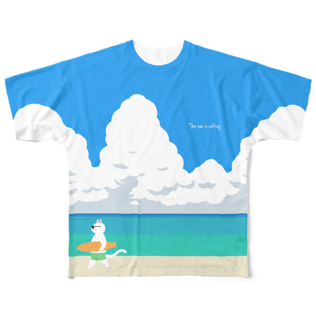 kima-maniのThe sea is calling フルグラフィックTシャツ
